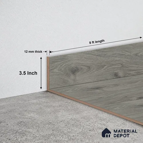 MDF Skirting Rustic Royal Oak TF 00274 F | 8 ft x 3.5 Inch | Compatible for Laminate Wood Floor LF 00335 C | Clean Edge Cover for Floor-Wall Gap