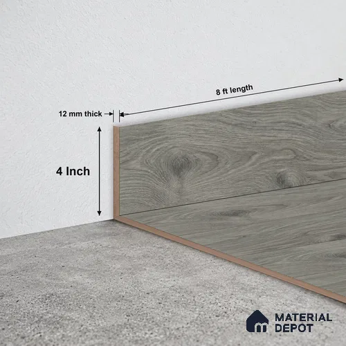 MDF Skirting Rustic Royal Oak TF 00274 G | 8 ft x 4 Inch | Compatible for Laminate Wood Floor LF 00335 C | Clean Edge Cover for Floor-Wall Gap
