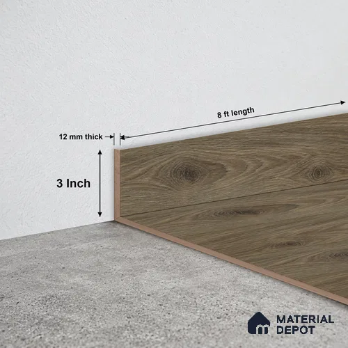 MDF Skirting Rustic Royal Oak TF 00275 E | 8 ft x 3 Inch | Compatible for Laminate Wood Floor LF 00335 D | Clean Edge Cover for Floor-Wall Gap