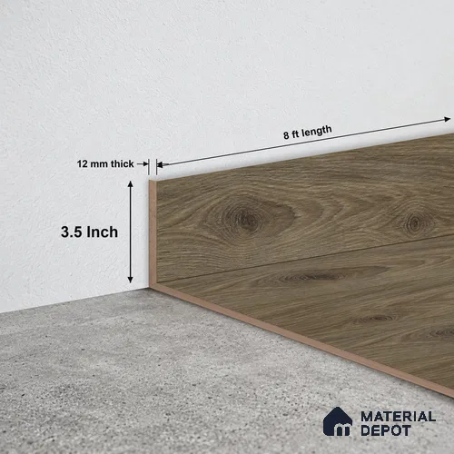 MDF Skirting Rustic Royal Oak TF 00275 F | 8 ft x 3.5 Inch | Compatible for Laminate Wood Floor LF 00335 D | Clean Edge Cover for Floor-Wall Gap