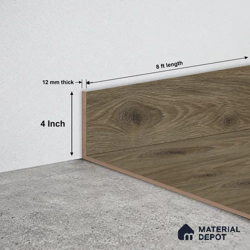 MDF Skirting Rustic Royal Oak TF 00275 G | 8 ft x 4 Inch | Compatible for Laminate Wood Floor LF 00335 D | Clean Edge Cover for Floor-Wall Gap