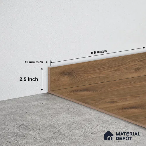MDF Skirting Rustic Royal Oak TF 00276 D | 8 ft x 2.5 Inch | Compatible for Laminate Wood Floor LF 00335 E | Clean Edge Cover for Floor-Wall Gap
