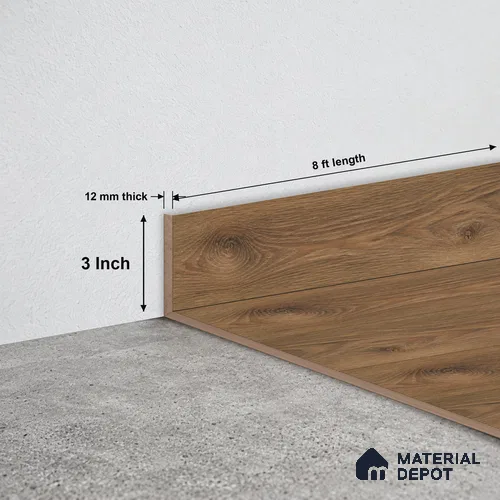 MDF Skirting Rustic Royal Oak TF 00276 E | 8 ft x 3 Inch | Compatible for Laminate Wood Floor LF 00335 E | Clean Edge Cover for Floor-Wall Gap