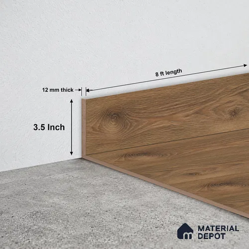 MDF Skirting Rustic Royal Oak TF 00276 F | 8 ft x 3.5 Inch | Compatible for Laminate Wood Floor LF 00335 E | Clean Edge Cover for Floor-Wall Gap