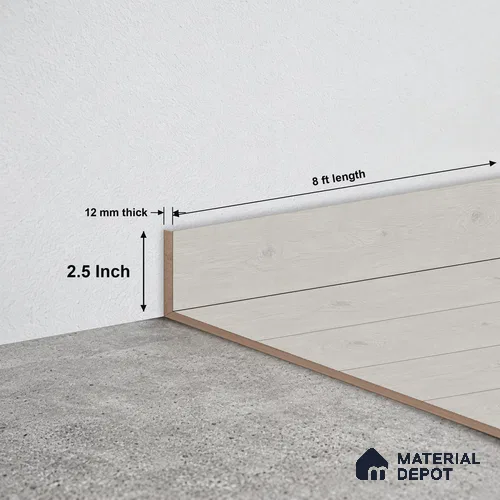 MDF Skirting Rustic Royal Oak TF 00277 D | 8 ft x 2.5 Inch | Compatible for Laminate Wood Floor LF 00335 F | Clean Edge Cover for Floor-Wall Gap