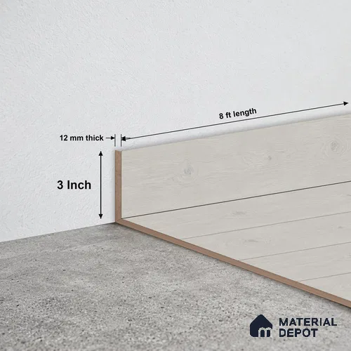 MDF Skirting Rustic Royal Oak TF 00277 E | 8 ft x 3 Inch | Compatible for Laminate Wood Floor LF 00335 F | Clean Edge Cover for Floor-Wall Gap
