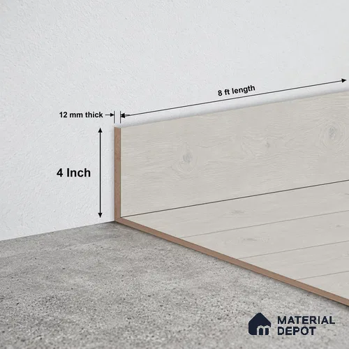 MDF Skirting Rustic Royal Oak TF 00277 G | 8 ft x 4 Inch | Compatible for Laminate Wood Floor LF 00335 F | Clean Edge Cover for Floor-Wall Gap