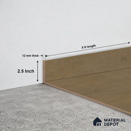 MDF Skirting Rustic Royal Oak TF 00278 D | 8 ft x 2.5 Inch | Compatible for Laminate Wood Floor LF 00335 G | Clean Edge Cover for Floor-Wall Gap
