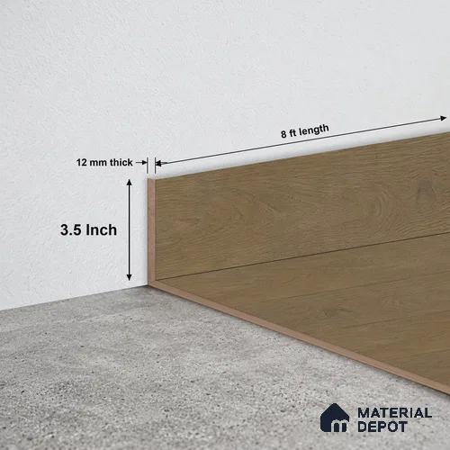 MDF Skirting Rustic Royal Oak TF 00278 F | 8 ft x 3.5 Inch | Compatible for Laminate Wood Floor LF 00335 G | Clean Edge Cover for Floor-Wall Gap
