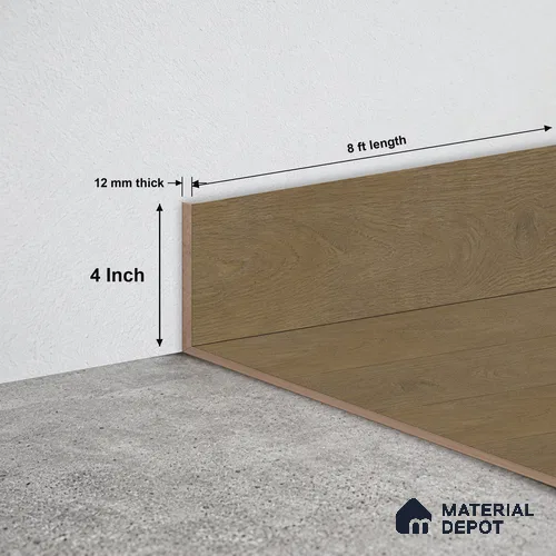 MDF Skirting Rustic Royal Oak TF 00278 G | 8 ft x 4 Inch | Compatible for Laminate Wood Floor LF 00335 G | Clean Edge Cover for Floor-Wall Gap