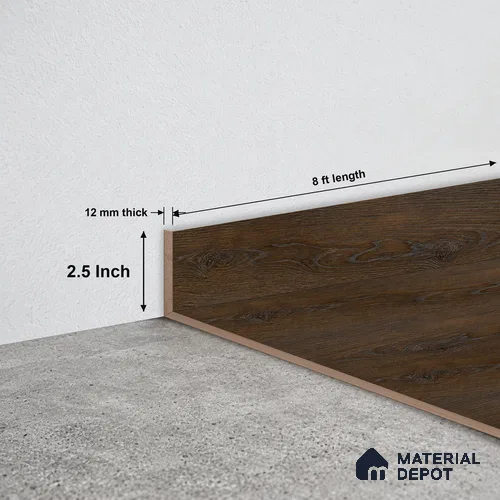 MDF Skirting Rustic Royal Oak TF 00279 D | 8 ft x 2.5 Inch | Compatible for Laminate Wood Floor LF 00335 H | Clean Edge Cover for Floor-Wall Gap