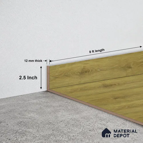 MDF Skirting Rustic Royal Oak TF 00272 D | 8 ft x 2.5 Inch | Compatible for Laminate Wood Floor LF 00335 | Clean Edge Cover for Floor-Wall Gap