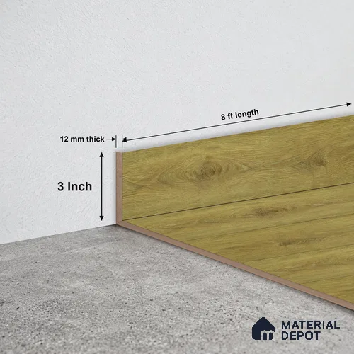 MDF Skirting Rustic Royal Oak TF 00272 E | 8 ft x 3 Inch | Compatible for Laminate Wood Floor LF 00335 | Clean Edge Cover for Floor-Wall Gap
