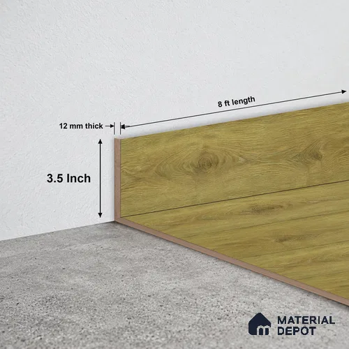MDF Skirting Rustic Royal Oak TF 00272 F | 8 ft x 3.5 Inch | Compatible for Laminate Wood Floor LF 00335 | Clean Edge Cover for Floor-Wall Gap