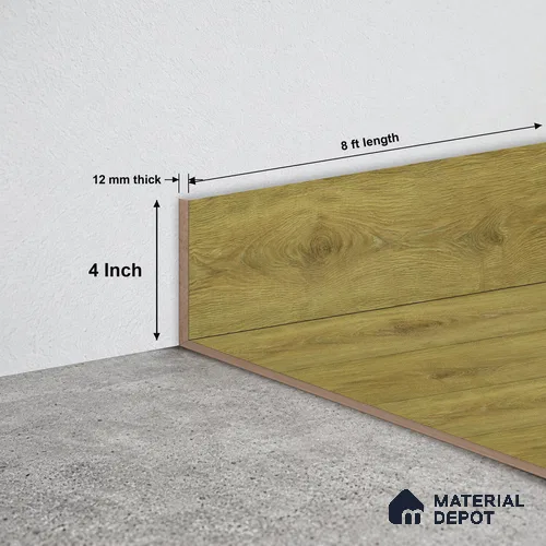 MDF Skirting Rustic Royal Oak TF 00272 G | 8 ft x 4 Inch | Compatible for Laminate Wood Floor LF 00335 | Clean Edge Cover for Floor-Wall Gap