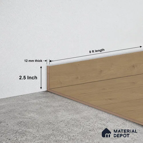 MDF Skirting Stockholm Twilight Oak (#V321) TF 00444 D | 8 ft x 2.5 Inch | Compatible for Laminate Wood Floor LF 00357 | Clean Edge Cover for Floor-Wall Gap
