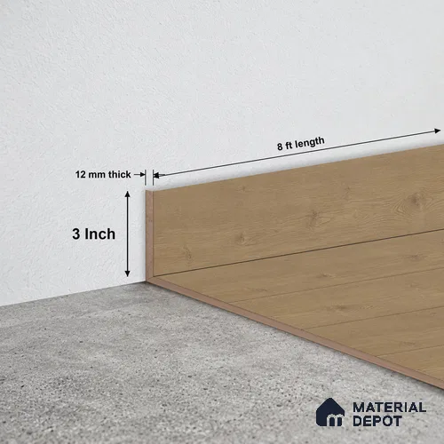 MDF Skirting Stockholm Twilight Oak (#V321) TF 00444 E | 8 ft x 3 Inch | Compatible for Laminate Wood Floor LF 00357 | Clean Edge Cover for Floor-Wall Gap
