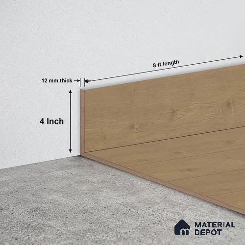 MDF Skirting Stockholm Twilight Oak (#V321) TF 00444 G | 8 ft x 4 Inch | Compatible for Laminate Wood Floor LF 00357 | Clean Edge Cover for Floor-Wall Gap