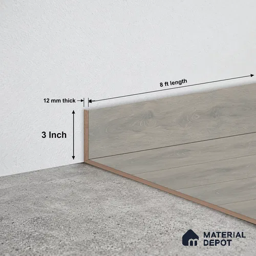 MDF Skirting Unify TF 00303 E | 8 ft x 3 Inch | Compatible for Laminate Wood Floor LF 00340 B | Clean Edge Cover for Floor-Wall Gap