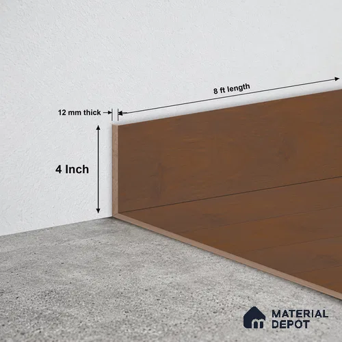 MDF Skirting Unify TF 00305 G | 8 ft x 4 Inch | Compatible for Laminate Wood Floor LF 00340 D | Clean Edge Cover for Floor-Wall Gap