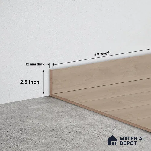 MDF Skirting Unify TF 00302 D | 8 ft x 2.5 Inch | Compatible for Laminate Wood Floor LF 00340 | Clean Edge Cover for Floor-Wall Gap