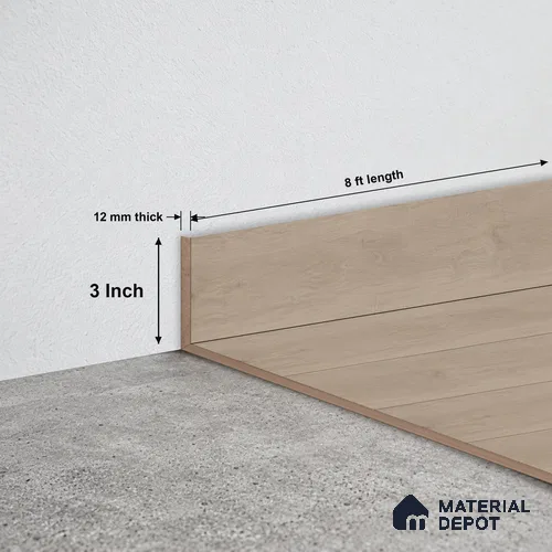MDF Skirting Unify TF 00302 E | 8 ft x 3 Inch | Compatible for Laminate Wood Floor LF 00340 | Clean Edge Cover for Floor-Wall Gap