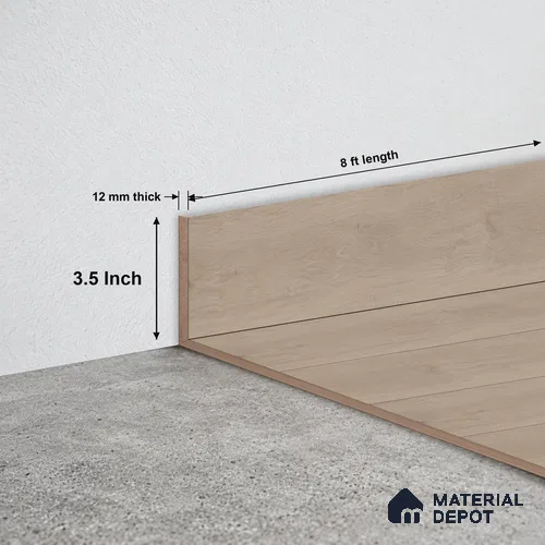 MDF Skirting Unify TF 00302 F | 8 ft x 3.5 Inch | Compatible for Laminate Wood Floor LF 00340 | Clean Edge Cover for Floor-Wall Gap
