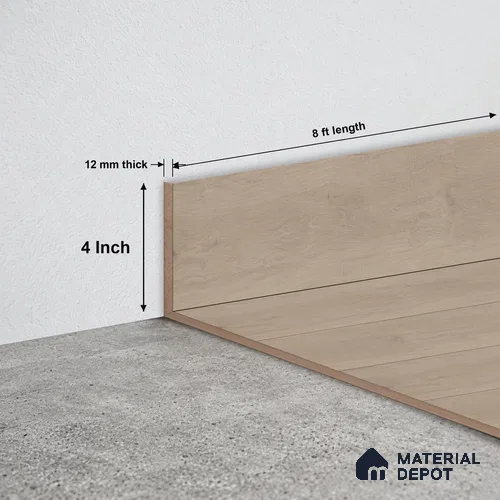 MDF Skirting Unify TF 00302 G | 8 ft x 4 Inch | Compatible for Laminate Wood Floor LF 00340 | Clean Edge Cover for Floor-Wall Gap