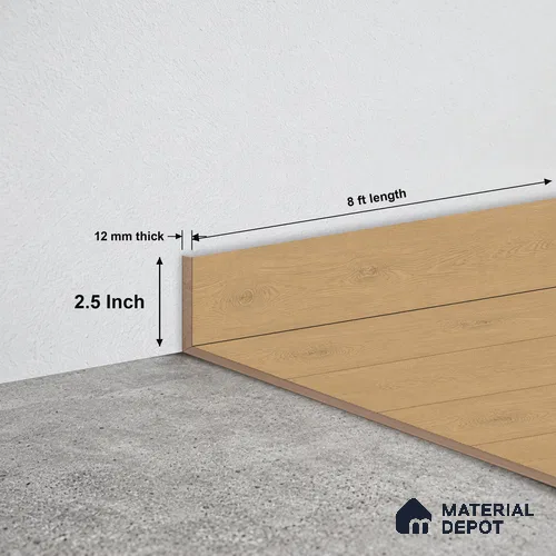 MDF Skirting Velora 8 TF 00496 D | 8 ft x 2.5 Inch | Compatible for Laminate Wood Floor LF 00357 D | Clean Edge Cover for Floor-Wall Gap