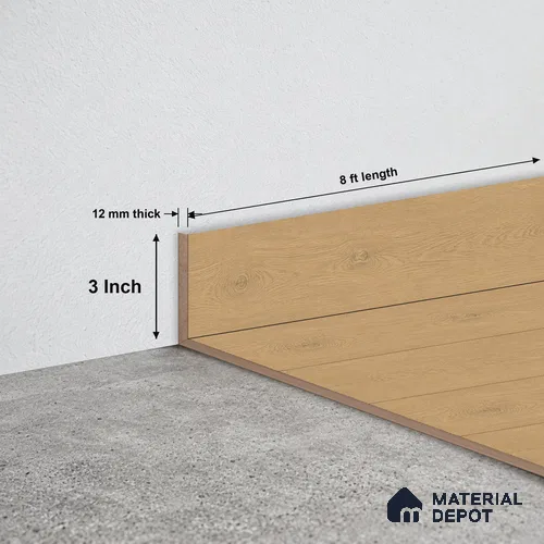 MDF Skirting Velora 8 TF 00496 E | 8 ft x 3 Inch | Compatible for Laminate Wood Floor LF 00357 D | Clean Edge Cover for Floor-Wall Gap