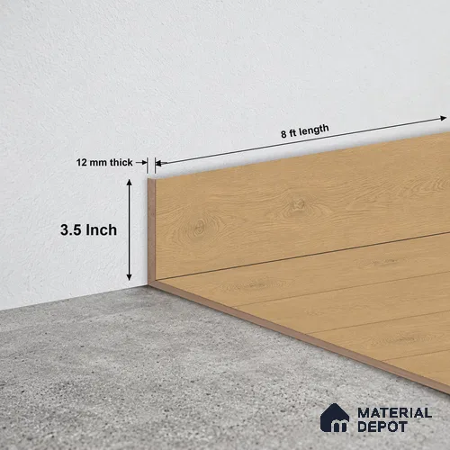 MDF Skirting Velora 8 TF 00496 F | 8 ft x 3.5 Inch | Compatible for Laminate Wood Floor LF 00357 D | Clean Edge Cover for Floor-Wall Gap