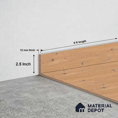 MDF Skirting Vitality TF 00501 D | 8 ft x 2.5 Inch | Compatible for Laminate Wood Floor LF 00353 B | Clean Edge Cover for Floor-Wall Gap