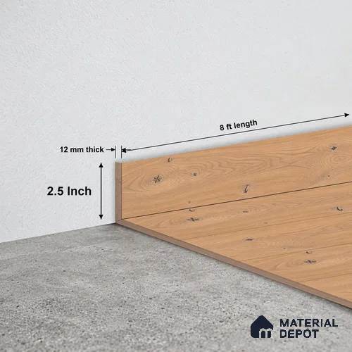 MDF Skirting Vitality TF 00501 D | 8 ft x 2.5 Inch | Compatible for Laminate Wood Floor LF 00353 B | Clean Edge Cover for Floor-Wall Gap
