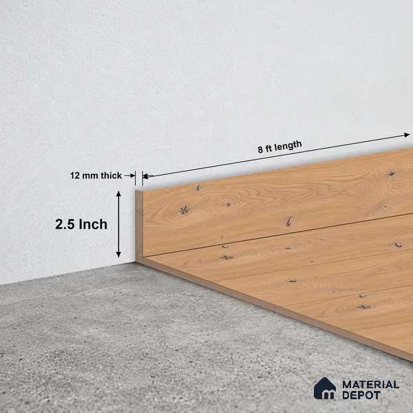 MDF Skirting Vitality TF 00501 D | 8 ft x 2.5 Inch | Compatible for Laminate Wood Floor LF 00353 B | Clean Edge Cover for Floor-Wall Gap