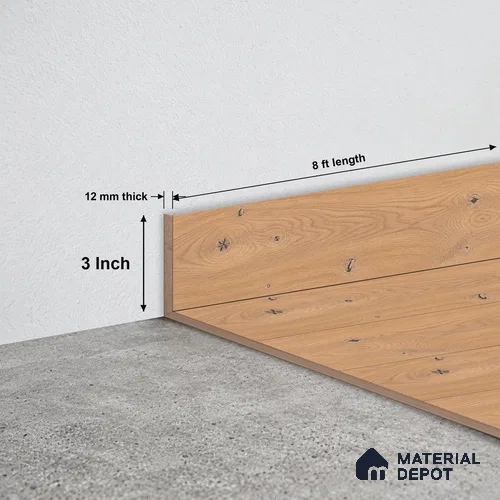 MDF Skirting Vitality TF 00501 E | 8 ft x 3 Inch | Compatible for Laminate Wood Floor LF 00353 B | Clean Edge Cover for Floor-Wall Gap