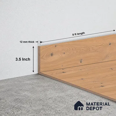 MDF Skirting Vitality TF 00501 F | 8 ft x 3.5 Inch | Compatible for Laminate Wood Floor LF 00353 B | Clean Edge Cover for Floor-Wall Gap