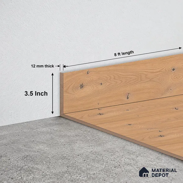 MDF Skirting Vitality TF 00501 F | 8 ft x 3.5 Inch | Compatible for Laminate Wood Floor LF 00353 B | Clean Edge Cover for Floor-Wall Gap