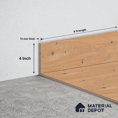 MDF Skirting Vitality TF 00501 G | 8 ft x 4 Inch | Compatible for Laminate Wood Floor LF 00353 B | Clean Edge Cover for Floor-Wall Gap