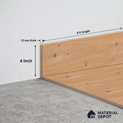MDF Skirting Vitality TF 00501 G | 8 ft x 4 Inch | Compatible for Laminate Wood Floor LF 00353 B | Clean Edge Cover for Floor-Wall Gap