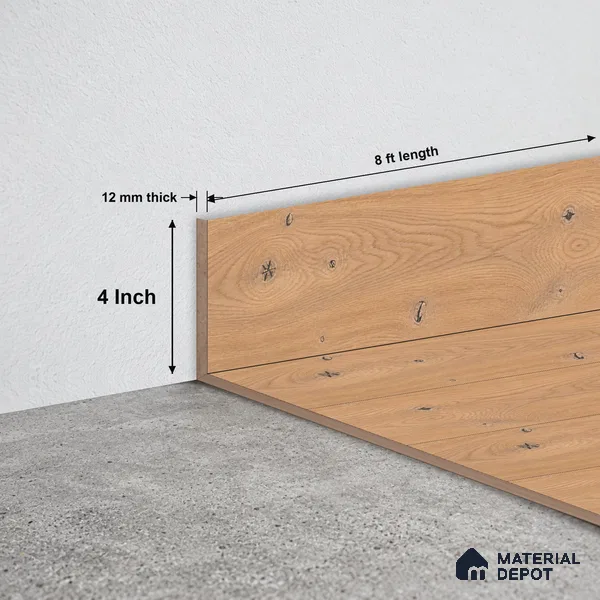 MDF Skirting Vitality TF 00501 G | 8 ft x 4 Inch | Compatible for Laminate Wood Floor LF 00353 B | Clean Edge Cover for Floor-Wall Gap
