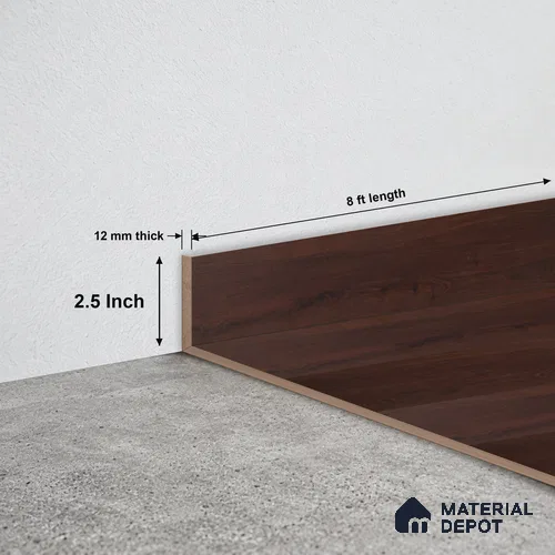 MDF Skirting Aristo Premium PM 00367 D | 8 ft x 2.5 Inch - 12 mm | Compatible for Laminate Wood Floor LF 00244 | Clean Edge Cover for Floor-Wall Gap