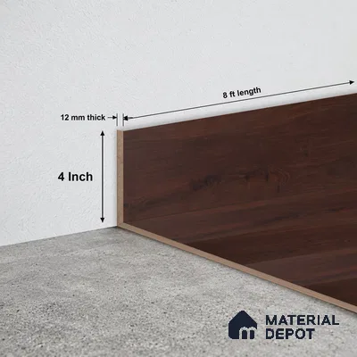 MDF Skirting Aristo Premium PM 00367 G | 8 ft x 4 Inch - 12 mm | Compatible for Laminate Wood Floor LF 00244 | Clean Edge Cover for Floor-Wall Gap