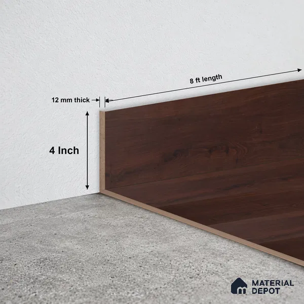 MDF Skirting Aristo Premium PM 00367 G | 8 ft x 4 Inch - 12 mm | Compatible for Laminate Wood Floor LF 00244 | Clean Edge Cover for Floor-Wall Gap