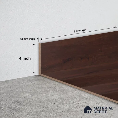 MDF Skirting Aristo Premium PM 00367 G | 8 ft x 4 Inch - 12 mm | Compatible for Laminate Wood Floor LF 00244 | Clean Edge Cover for Floor-Wall Gap