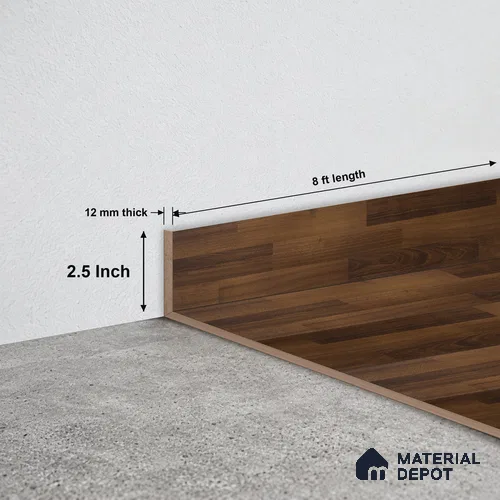 MDF Skirting Aristo PM 00362 D | 8 ft x 2.5 Inch - 12 mm | Compatible for Laminate Wood Floor LF 00245 | Clean Edge Cover for Floor-Wall Gap