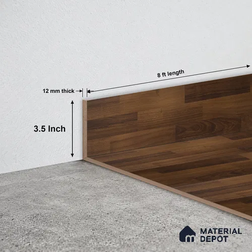 MDF Skirting Aristo PM 00362 F | 8 ft x 3.5 Inch - 12 mm | Compatible for Laminate Wood Floor LF 00245 | Clean Edge Cover for Floor-Wall Gap