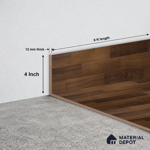 MDF Skirting Aristo PM 00362 G | 8 ft x 4 Inch - 12 mm | Compatible for Laminate Wood Floor LF 00245 | Clean Edge Cover for Floor-Wall Gap