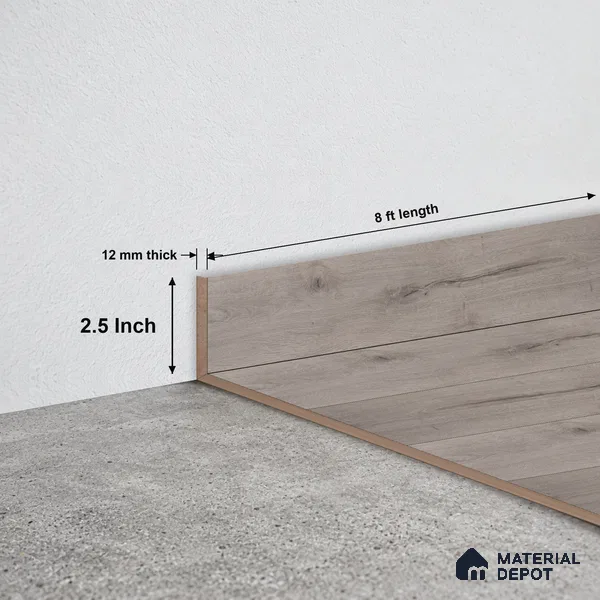 MDF Skirting Aristo Premium PM 00369 D | 8 ft x 2.5 Inch - 12 mm | Compatible for Laminate Wood Floor LF 00246 | Clean Edge Cover for Floor-Wall Gap