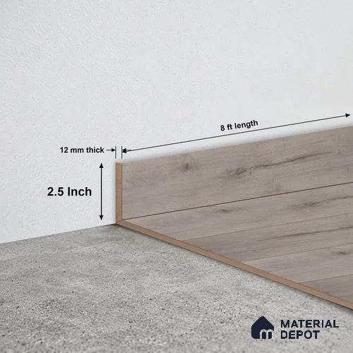 MDF Skirting Aristo Premium PM 00369 D | 8 ft x 2.5 Inch - 12 mm | Compatible for Laminate Wood Floor LF 00246 | Clean Edge Cover for Floor-Wall Gap