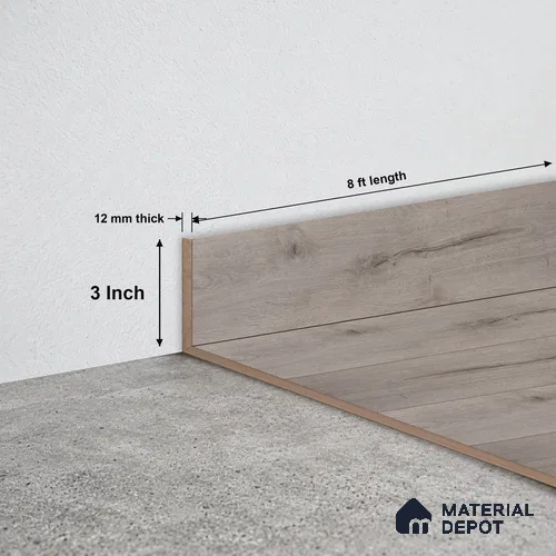 MDF Skirting Aristo Premium PM 00369 E | 8 ft x 3 Inch - 12 mm | Compatible for Laminate Wood Floor LF 00246 | Clean Edge Cover for Floor-Wall Gap